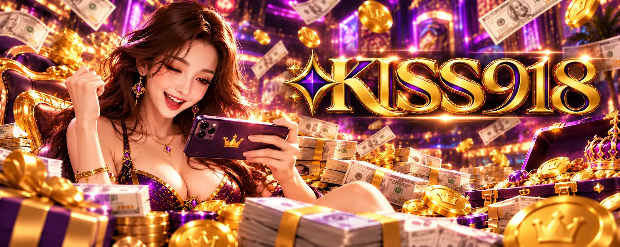 KISS918 game collection with mobile game characters and slot-style artwork